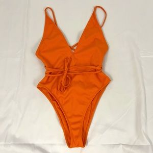 Orange One Piece Bathing Suit 🍊